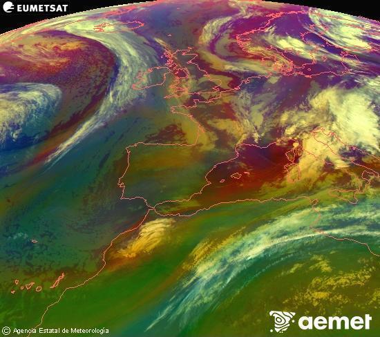 RGB-a Meteosat eragiketa-sateliteko hainbat kanal 0�W-a 0�N-ean, aire-masen eta hodeitzaren ezaugarrien erakusgarri izango dena.&nbsp;larunbata, 2026ko maiatzak 16, ordua: 04:00