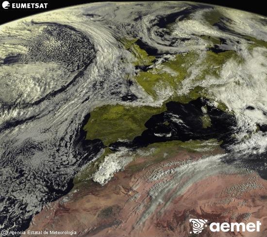 Esta imagen se genera utilizando informaci�n de los canales visibles del sat�lite METEOSAT perteneciente a la segunda generaci�n de sat�lites Meteosat (MSG). Por ese motivo, s�lo hay informaci�n en la zona iluminada por el sol. Adem�s, los canales han sido normalizados para que el brillo no dependa de la posici�n del sol.&nbsp;dissabte, 16 de maig  2026 09:00