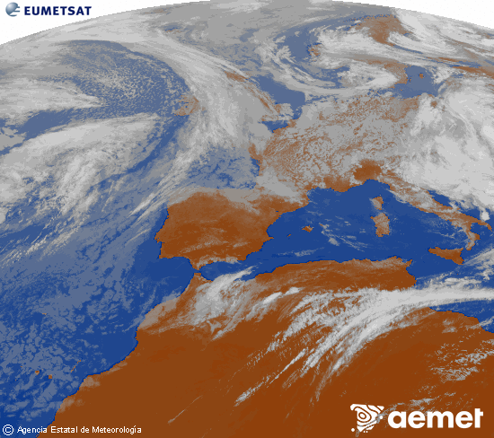 Imagen de la zona de Europa y Norte de �frica del canal infrarrojo del sat�lite Meteosat operacional en 0�N 0�W, procesada para darle color.&nbsp;larunbata, 2026ko maiatzak 16, ordua: 13:00