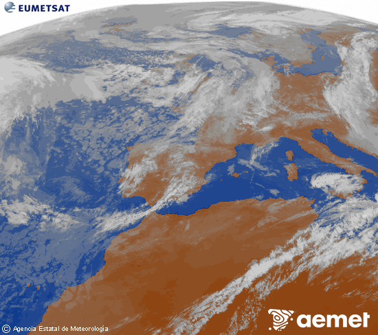 Imagen de la zona de Europa y Norte de �frica del canal infrarrojo del sat�lite Meteosat operacional en 0�N 0�W, procesada para darle color.&nbsp;dimanche, 17 mai  2026 10:00