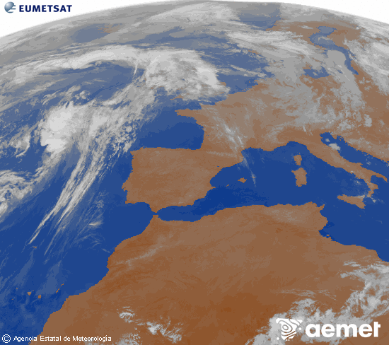 Imagen de la zona de Europa y Norte de �frica del canal infrarrojo del sat�lite Meteosat operacional en 0�N 0�W, procesada para darle color.&nbsp;jeudi, 21 mai  2026 06:00