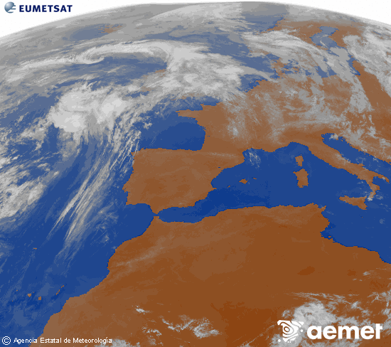 Imagen de la zona de Europa y Norte de �frica del canal infrarrojo del sat�lite Meteosat operacional en 0�N 0�W, procesada para darle color.&nbsp;jeudi, 21 mai  2026 09:00