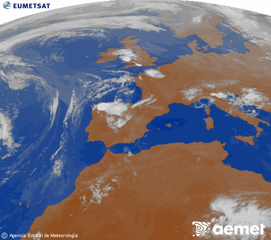 Imaxe da zona de Europa e Norte de �frica da canle infravermella do sat�lite Meteosat operacional en 0�N 0�W, procesada para darlle cor.&nbsp;xoves, 28 maio  2026 01:00
