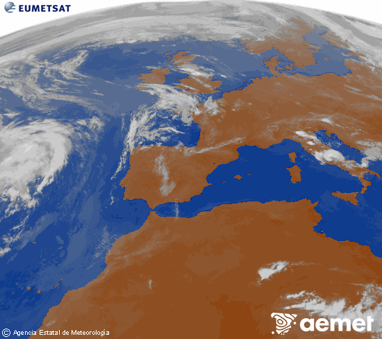 Imaxe da zona de Europa e Norte de �frica da canle infravermella do sat�lite Meteosat operacional en 0�N 0�W, procesada para darlle cor.&nbsp;xoves, 28 maio  2026 09:00