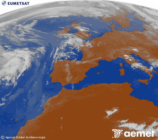 Imaxe da zona de Europa e Norte de �frica da canle infravermella do sat�lite Meteosat operacional en 0�N 0�W, procesada para darlle cor.&nbsp;xoves, 28 maio  2026 10:00