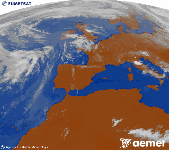 Imaxe da zona de Europa e Norte de �frica da canle infravermella do sat�lite Meteosat operacional en 0�N 0�W, procesada para darlle cor.&nbsp;xoves, 28 maio  2026 12:00