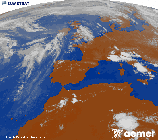Imaxe da zona de Europa e Norte de �frica da canle infravermella do sat�lite Meteosat operacional en 0�N 0�W, procesada para darlle cor.&nbsp;xoves, 28 maio  2026 18:00