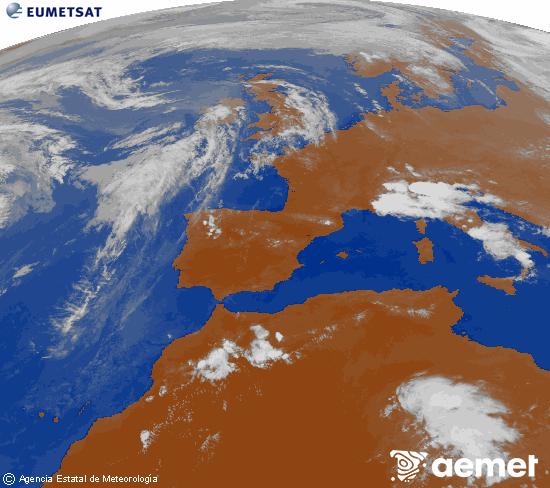 Imaxe da zona de Europa e Norte de �frica da canle infravermella do sat�lite Meteosat operacional en 0�N 0�W, procesada para darlle cor.&nbsp;xoves, 28 maio  2026 20:00
