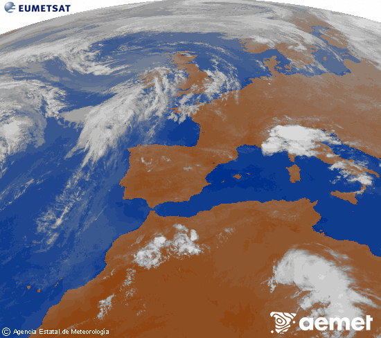 Imaxe da zona de Europa e Norte de �frica da canle infravermella do sat�lite Meteosat operacional en 0�N 0�W, procesada para darlle cor.&nbsp;xoves, 28 maio  2026 22:00