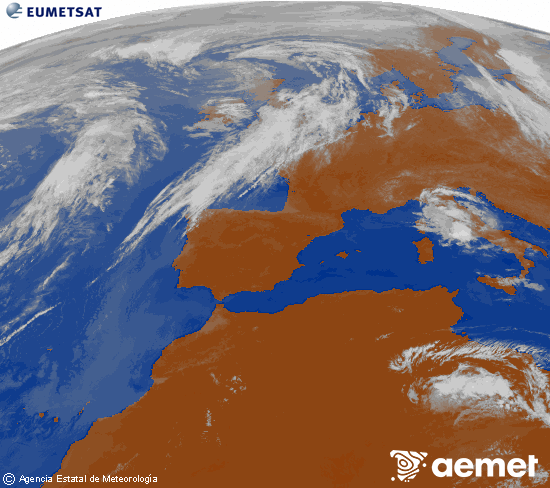Imagen de la zona de Europa y Norte de �frica del canal infrarrojo del sat�lite Meteosat operacional en 0�N 0�W, procesada para darle color.&nbsp;viernes, 29 mayo 2026 a las 11:00