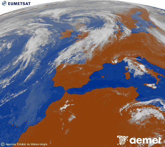Imagen de la zona de Europa y Norte de �frica del canal infrarrojo del sat�lite Meteosat operacional en 0�N 0�W, procesada para darle color.&nbsp;viernes, 29 mayo 2026 a las 15:00