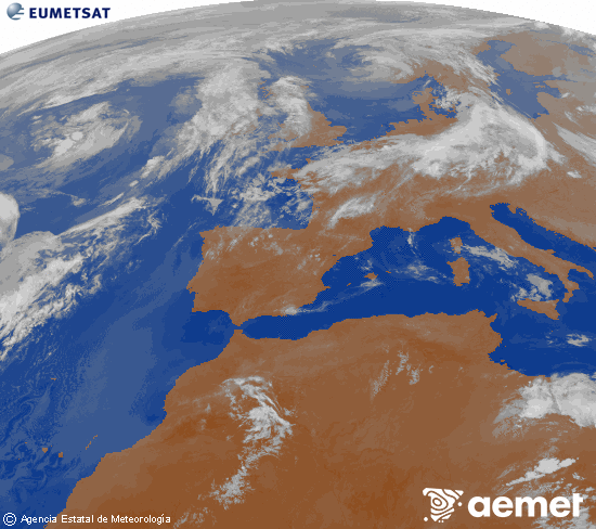 Imagen de la zona de Europa y Norte de �frica del canal infrarrojo del sat�lite Meteosat operacional en 0�N 0�W, procesada para darle color.&nbsp;s�bado, 30 mayo 2026 a las 03:00