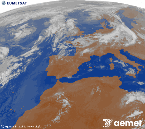 Imagen de la zona de Europa y Norte de �frica del canal infrarrojo del sat�lite Meteosat operacional en 0�N 0�W, procesada para darle color.&nbsp;s�bado, 30 mayo 2026 a las 04:00