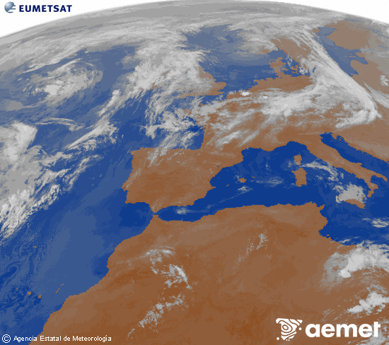 Imagen de la zona de Europa y Norte de �frica del canal infrarrojo del sat�lite Meteosat operacional en 0�N 0�W, procesada para darle color.&nbsp;s�bado, 30 mayo 2026 a las 05:00