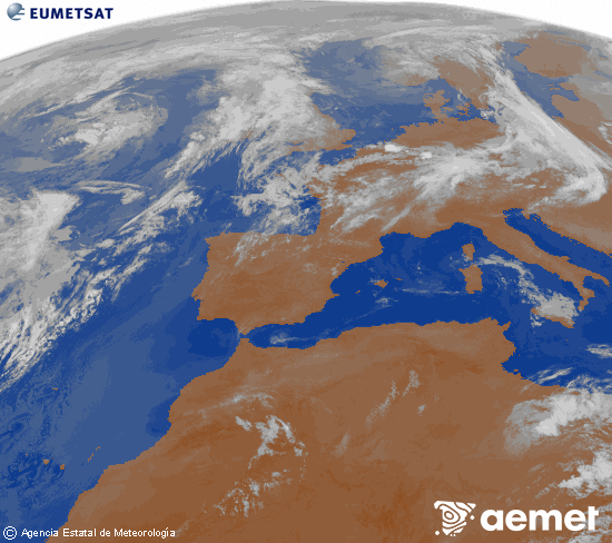 Imagen de la zona de Europa y Norte de �frica del canal infrarrojo del sat�lite Meteosat operacional en 0�N 0�W, procesada para darle color.&nbsp;s�bado, 30 mayo 2026 a las 06:00