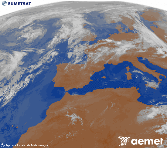Imagen de la zona de Europa y Norte de �frica del canal infrarrojo del sat�lite Meteosat operacional en 0�N 0�W, procesada para darle color.&nbsp;Saturday, 30 May  2026 07:00