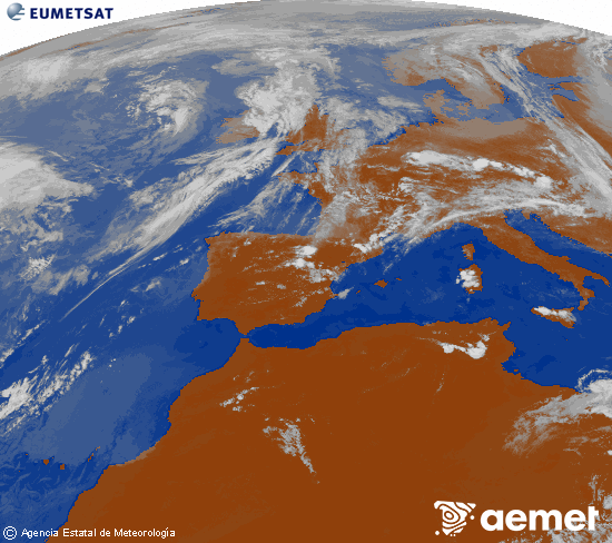 Imagen de la zona de Europa y Norte de �frica del canal infrarrojo del sat�lite Meteosat operacional en 0�N 0�W, procesada para darle color.&nbsp;Saturday, 30 May  2026 15:00