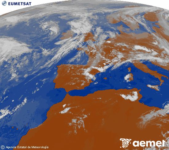 Imagen de la zona de Europa y Norte de �frica del canal infrarrojo del sat�lite Meteosat operacional en 0�N 0�W, procesada para darle color.&nbsp;Saturday, 30 May  2026 17:00