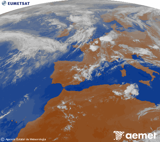 Imagen de la zona de Europa y Norte de �frica del canal infrarrojo del sat�lite Meteosat operacional en 0�N 0�W, procesada para darle color.&nbsp;larunbata, 2026ko maiatzak 30, ordua: 22:00