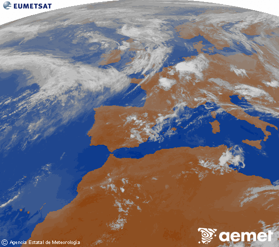 Imagen de la zona de Europa y Norte de �frica del canal infrarrojo del sat�lite Meteosat operacional en 0�N 0�W, procesada para darle color.&nbsp;larunbata, 2026ko maiatzak 30, ordua: 23:00