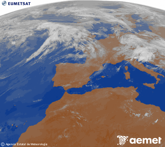 Imagen de la zona de Europa y Norte de �frica del canal infrarrojo del sat�lite Meteosat operacional en 0�N 0�W, procesada para darle color.&nbsp;lunes, 01 junio 2026 a las 05:00