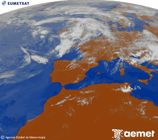 Imagen de la zona de Europa y Norte de �frica del canal infrarrojo del sat�lite Meteosat operacional en 0�N 0�W, procesada para darle color.&nbsp;lunes, 01 junio 2026 a las 16:00