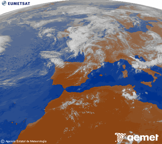 Imagen de la zona de Europa y Norte de �frica del canal infrarrojo del sat�lite Meteosat operacional en 0�N 0�W, procesada para darle color.&nbsp;lunes, 01 junio 2026 a las 20:00