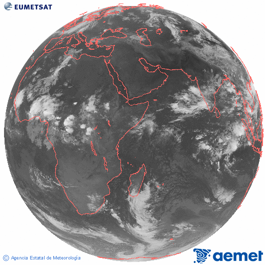 Oc�ano �ndico. Imagen global del canal infrarrojo (10.8&mu;m) de Meteosat, perteneciente a la serie MSG (Meteosat Segunda Generaci�n) y situado en 41.5° E.&nbsp;Tuesday, 9 June  2026 05:00