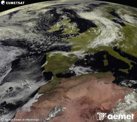 Esta imagen se genera utilizando informaci�n de los canales visibles del sat�lite METEOSAT perteneciente a la segunda generaci�n de sat�lites Meteosat (MSG). Por ese motivo, s�lo hay informaci�n en la zona iluminada por el sol. Adem�s, los canales han sido normalizados para que el brillo no dependa de la posici�n del sol.&nbsp;Tuesday, 9 June  2026 10:00