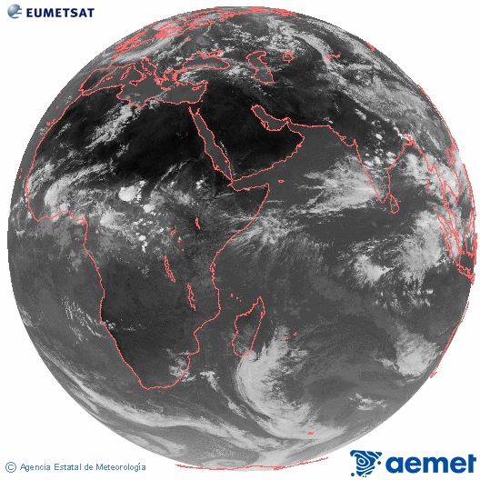 Oc�ano �ndico. Imagen global del canal infrarrojo (10.8&mu;m) de Meteosat, perteneciente a la serie MSG (Meteosat Segunda Generaci�n) y situado en 41.5° E.&nbsp;mardi, 9 juin  2026 14:00