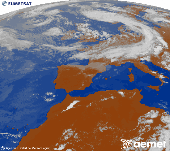 Imaxe da zona de Europa e Norte de �frica da canle infravermella do sat�lite Meteosat operacional en 0�N 0�W, procesada para darlle cor.&nbsp;martes, 9 xu�o  2026 17:00