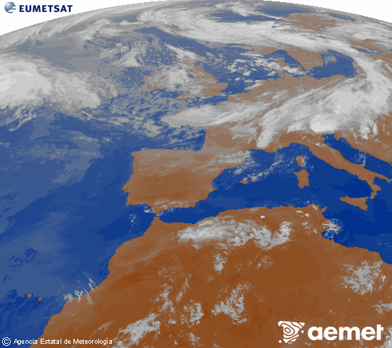 Imagen de la zona de Europa y Norte de �frica del canal infrarrojo del sat�lite Meteosat operacional en 0�N 0�W, procesada para darle color.&nbsp;asteazkena, 2026ko ekainak 10, ordua: 02:00