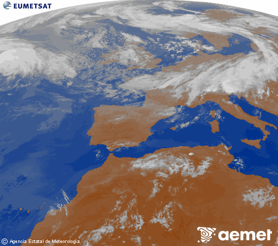 Imagen de la zona de Europa y Norte de �frica del canal infrarrojo del sat�lite Meteosat operacional en 0�N 0�W, procesada para darle color.&nbsp;asteazkena, 2026ko ekainak 10, ordua: 03:00