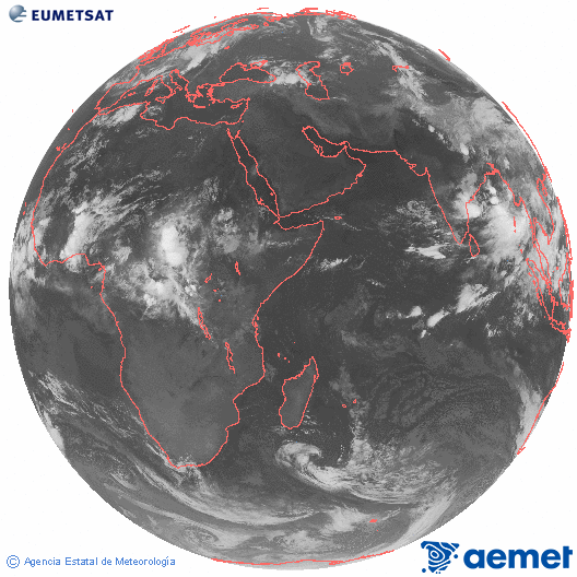 Oce� �ndic. Imatge global del canal infraroig (10.8&mu;m) de Meteosat, que pertany a la s�rie MSG (Meteosat Segona Generaci�) i est� situat a 41.5°E.&nbsp;dijous, 11 de juny  2026 02:00
