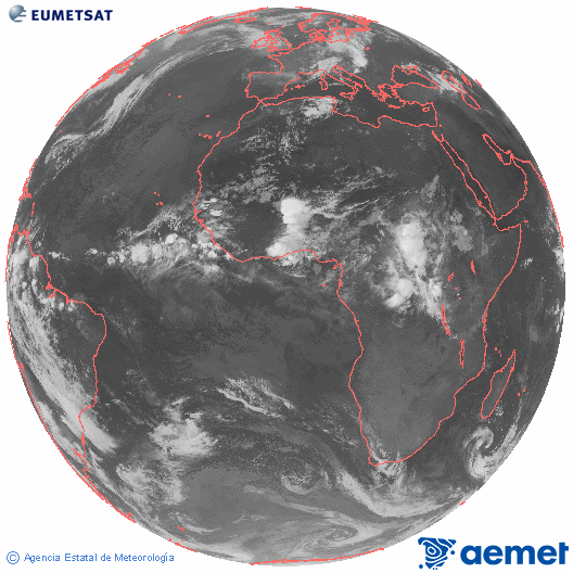 Imatge global del canal infraroig (10.8  &mu;m) del sat�l�lit Meteosat, pertanyent a la s�rie MSG (Meteosat Segona Generaci�) i situat en 0�N 0�E.&nbsp;dijous, 11 de juny  2026 05:00