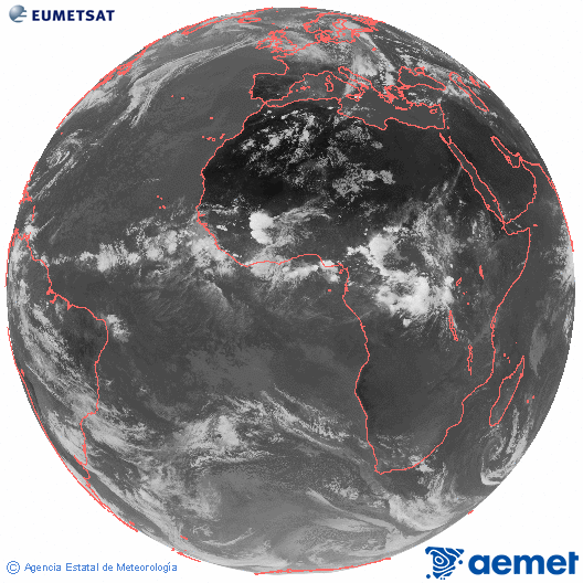 Imatge global del canal infraroig (10.8  &mu;m) del sat�l�lit Meteosat, pertanyent a la s�rie MSG (Meteosat Segona Generaci�) i situat en 0�N 0�E.&nbsp;dijous, 11 de juny  2026 17:00
