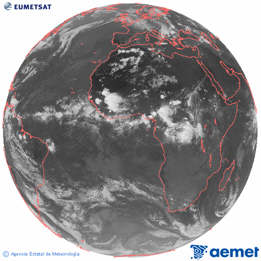 Imatge global del canal infraroig (10.8  &mu;m) del sat�l�lit Meteosat, pertanyent a la s�rie MSG (Meteosat Segona Generaci�) i situat en 0�N 0�E.&nbsp;dijous, 11 de juny  2026 20:00