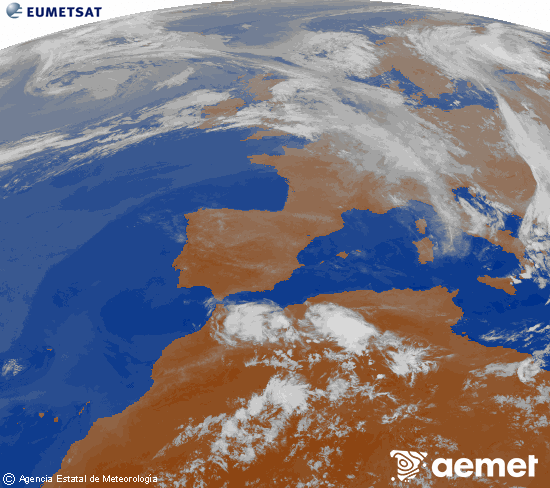 Imagen de la zona de Europa y Norte de �frica del canal infrarrojo del sat�lite Meteosat operacional en 0�N 0�W, procesada para darle color.&nbsp;viernes, 12 junio 2026 a las 01:00