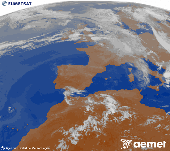 Imagen de la zona de Europa y Norte de �frica del canal infrarrojo del sat�lite Meteosat operacional en 0�N 0�W, procesada para darle color.&nbsp;viernes, 12 junio 2026 a las 04:00
