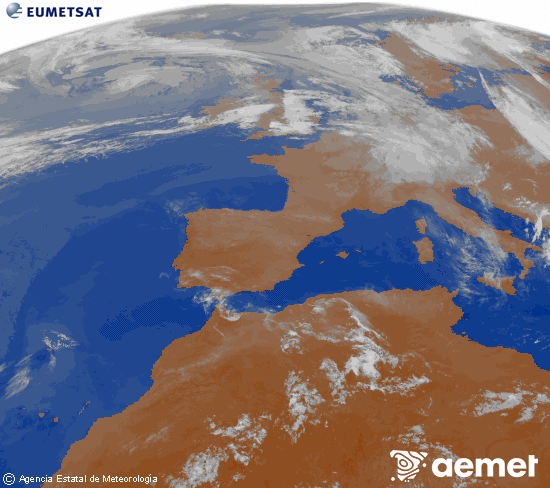 Imagen de la zona de Europa y Norte de �frica del canal infrarrojo del sat�lite Meteosat operacional en 0�N 0�W, procesada para darle color.&nbsp;viernes, 12 junio 2026 a las 07:00