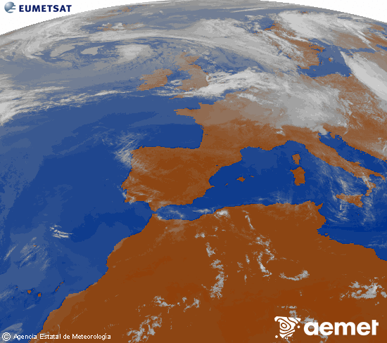 Imagen de la zona de Europa y Norte de �frica del canal infrarrojo del sat�lite Meteosat operacional en 0�N 0�W, procesada para darle color.&nbsp;viernes, 12 junio 2026 a las 11:00