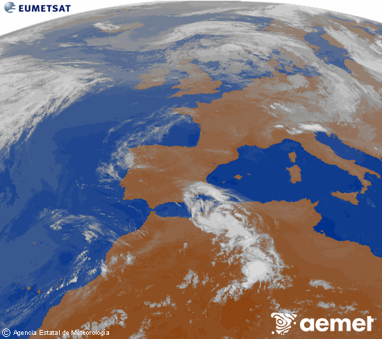 Imagen de la zona de Europa y Norte de �frica del canal infrarrojo del sat�lite Meteosat operacional en 0�N 0�W, procesada para darle color.&nbsp;s�bado, 13 junio 2026 a las 03:00