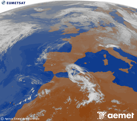 Imagen de la zona de Europa y Norte de �frica del canal infrarrojo del sat�lite Meteosat operacional en 0�N 0�W, procesada para darle color.&nbsp;s�bado, 13 junio 2026 a las 04:00