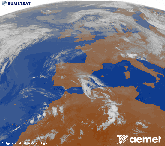 Imagen de la zona de Europa y Norte de �frica del canal infrarrojo del sat�lite Meteosat operacional en 0�N 0�W, procesada para darle color.&nbsp;s�bado, 13 junio 2026 a las 06:00
