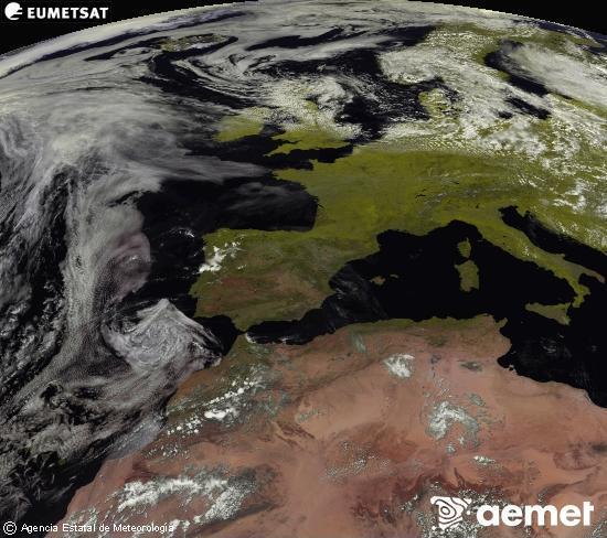 Esta imagen se genera utilizando informaci�n de los canales visibles del sat�lite METEOSAT perteneciente a la segunda generaci�n de sat�lites Meteosat (MSG). Por ese motivo, s�lo hay informaci�n en la zona iluminada por el sol. Adem�s, los canales han sido normalizados para que el brillo no dependa de la posici�n del sol.&nbsp;samedi, 13 juin  2026 15:00