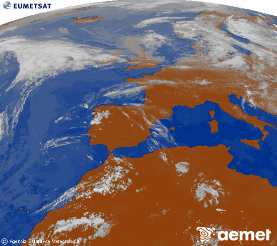 Imagen de la zona de Europa y Norte de �frica del canal infrarrojo del sat�lite Meteosat operacional en 0�N 0�W, procesada para darle color.&nbsp;s�bado, 13 junio 2026 a las 15:00