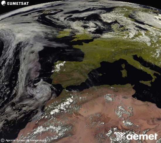 Esta imagen se genera utilizando informaci�n de los canales visibles del sat�lite METEOSAT perteneciente a la segunda generaci�n de sat�lites Meteosat (MSG). Por ese motivo, s�lo hay informaci�n en la zona iluminada por el sol. Adem�s, los canales han sido normalizados para que el brillo no dependa de la posici�n del sol.&nbsp;samedi, 13 juin  2026 17:00
