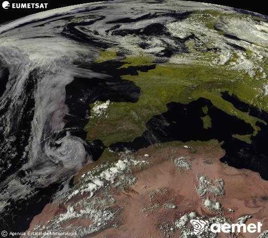 Esta imagen se genera utilizando informaci�n de los canales visibles del sat�lite METEOSAT perteneciente a la segunda generaci�n de sat�lites Meteosat (MSG). Por ese motivo, s�lo hay informaci�n en la zona iluminada por el sol. Adem�s, los canales han sido normalizados para que el brillo no dependa de la posici�n del sol.&nbsp;samedi, 13 juin  2026 18:00