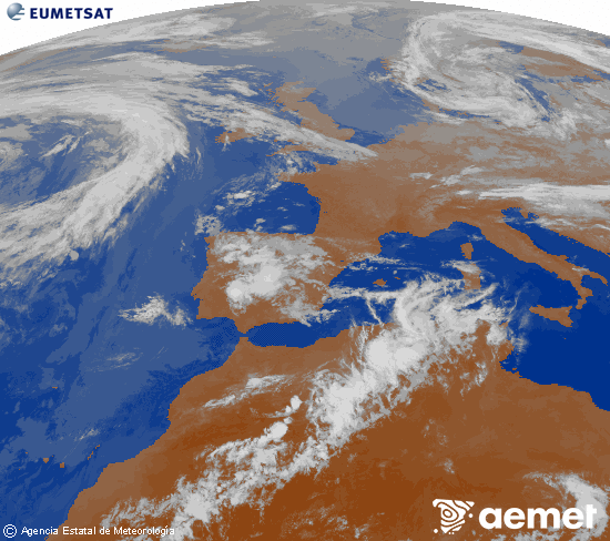 Imagen de la zona de Europa y Norte de �frica del canal infrarrojo del sat�lite Meteosat operacional en 0�N 0�W, procesada para darle color.&nbsp;Monday, 15 June  2026 01:00