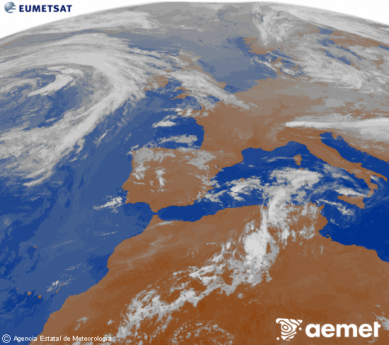 Imagen de la zona de Europa y Norte de �frica del canal infrarrojo del sat�lite Meteosat operacional en 0�N 0�W, procesada para darle color.&nbsp;Monday, 15 June  2026 06:00